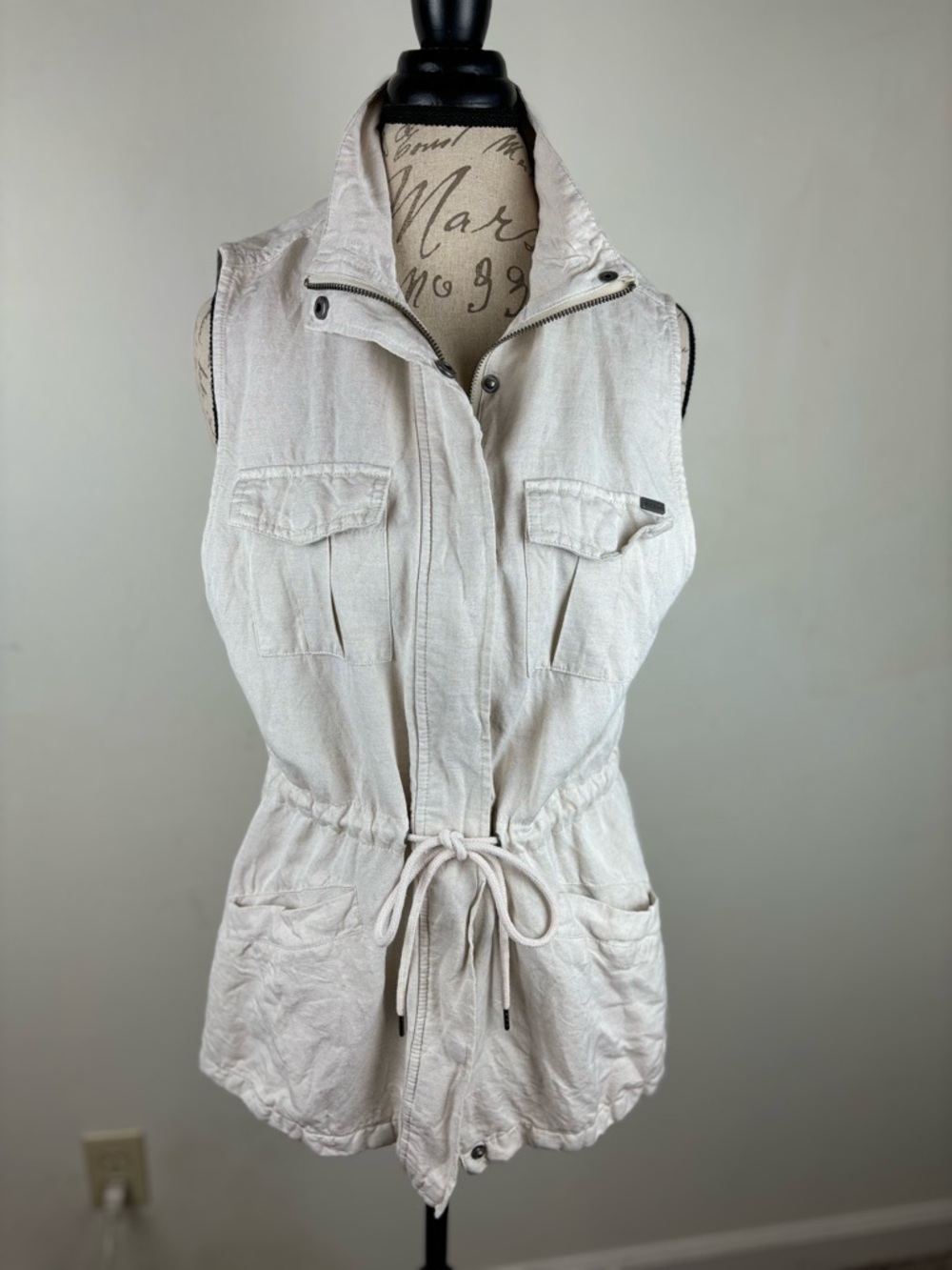 Max Jeans Linen-blend Safari/utility Vest in Off-White-Woman’s Large